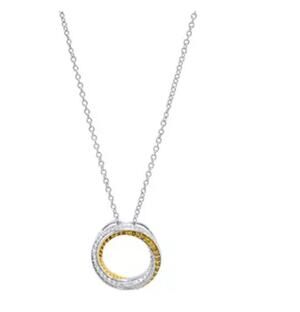Affinity Diamonds Two-Tone Circle Pendant w/ Chain, Sterling